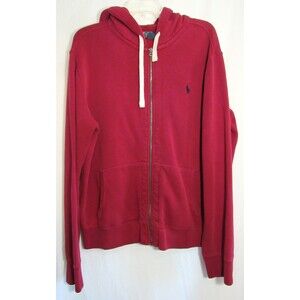 Polo Ralph Lauren Red Thermal Lined Hood Full Zip Sweatshirt Jacket XL EUC